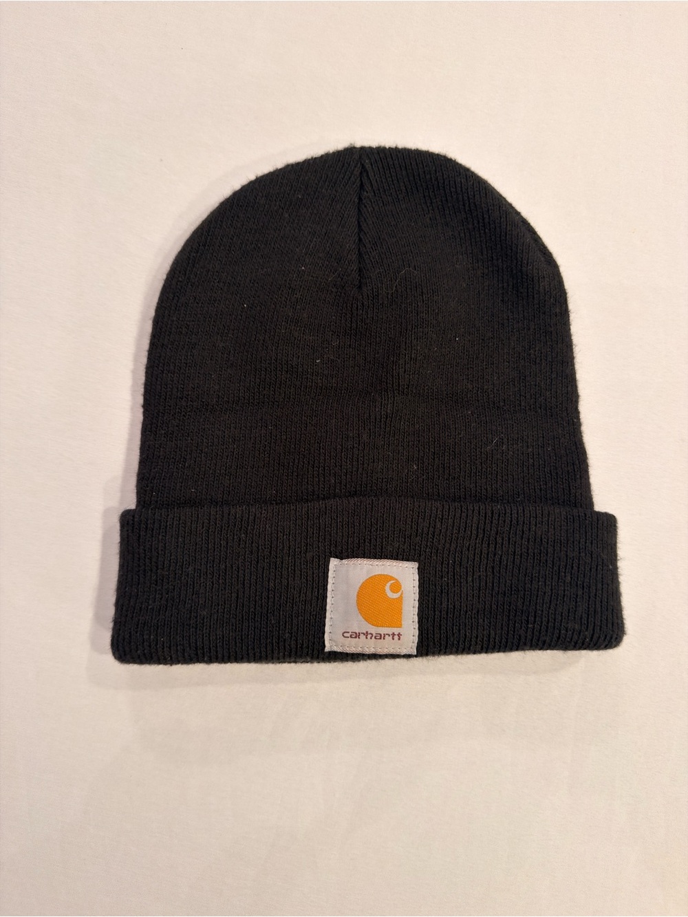 Carhartt Black Beanie with Yellow Logo Patch